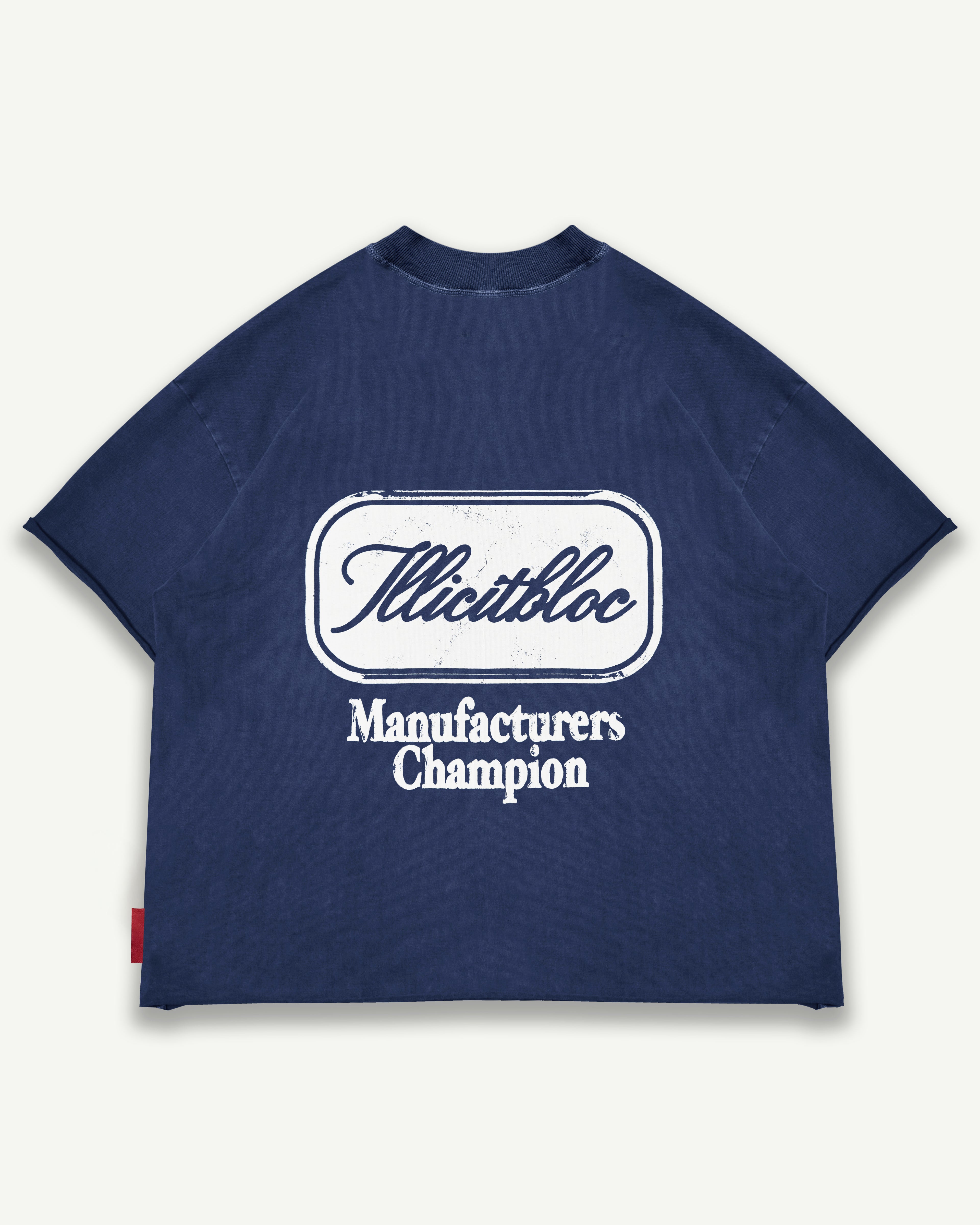 Champion Stamp Raw Hem T-shirt - Navy