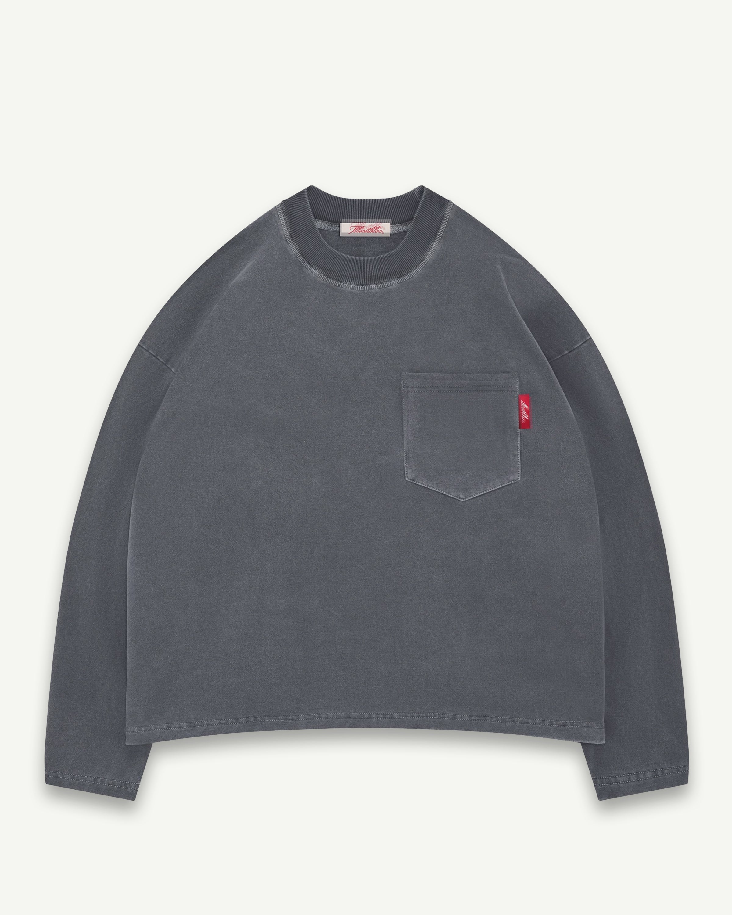 CLASSIC CLOUDWEAVE™ POCKET LONG SLEEVE T-SHIRT - CHARCOAL