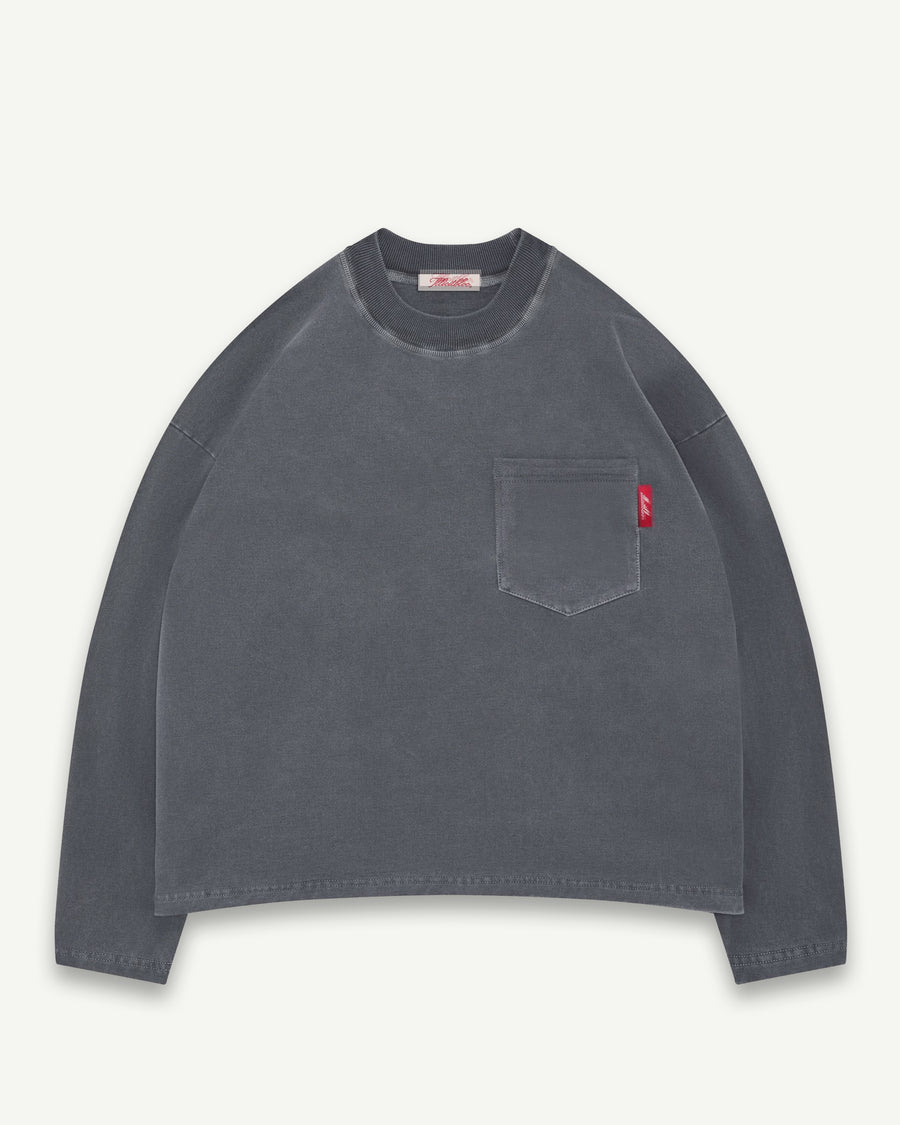 CLASSIC CLOUDWEAVE™ POCKET LONG SLEEVE T-SHIRT - CHARCOAL