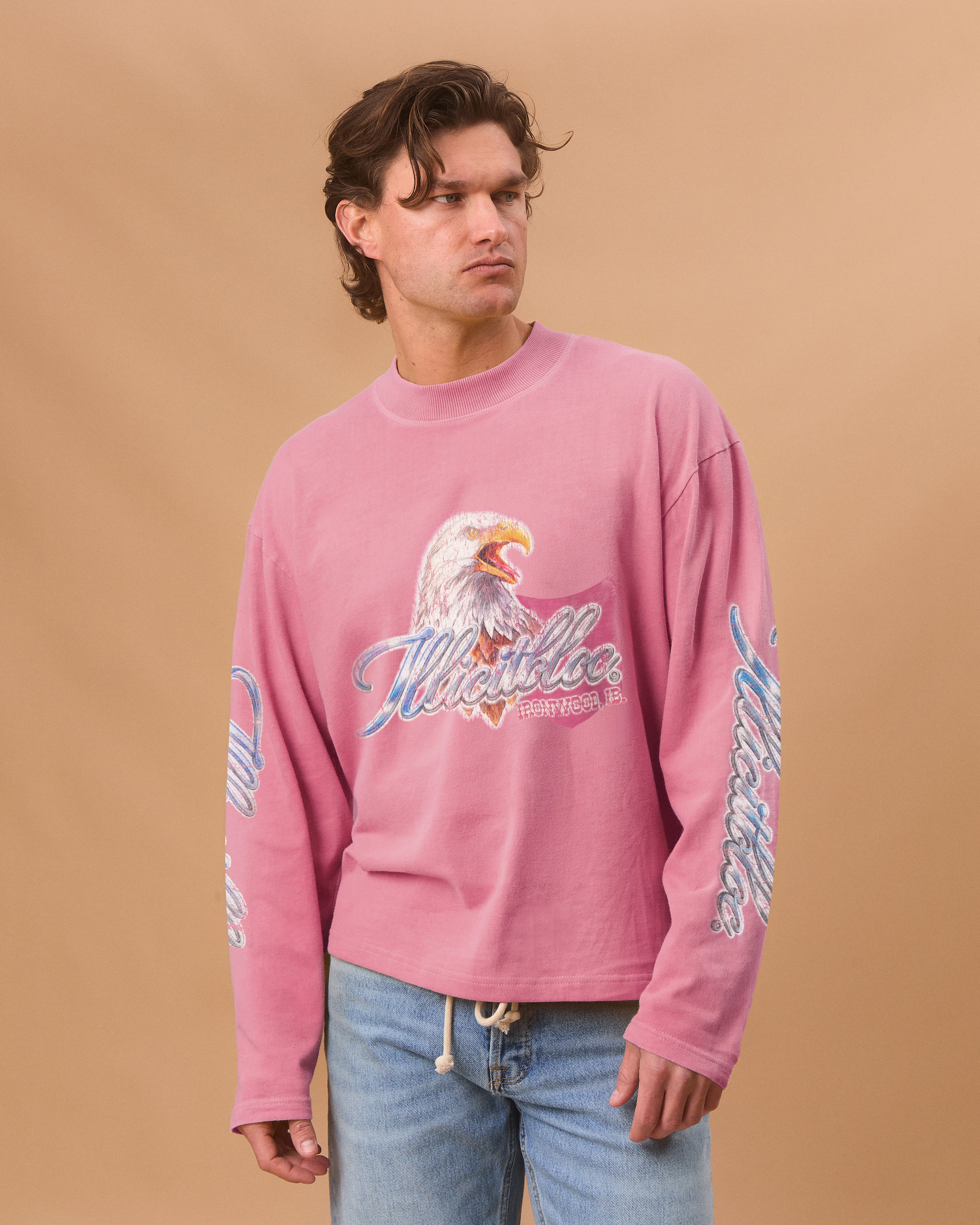 CHROME FEATHERKNIT™ LONG SLEEVE T-SHIRT - WASHED PINK