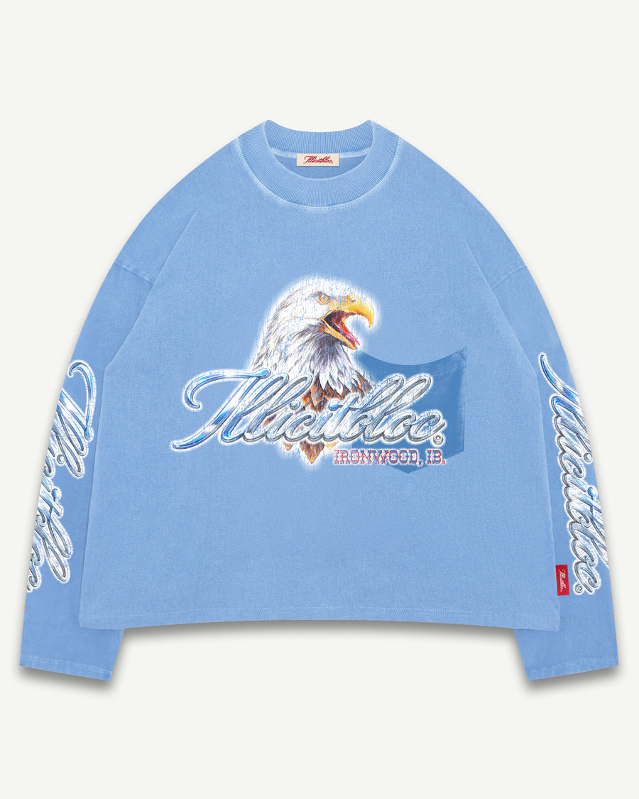 CHROME FEATHERKNIT™ LONG SLEEVE T-SHIRT - POWDER BLUE