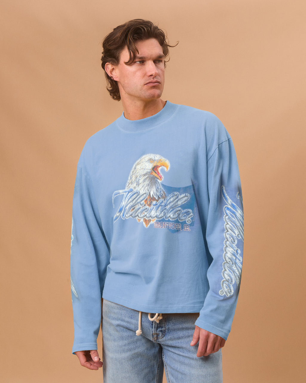 CHROME FEATHERKNIT™ LONG SLEEVE T-SHIRT - POWDER BLUE