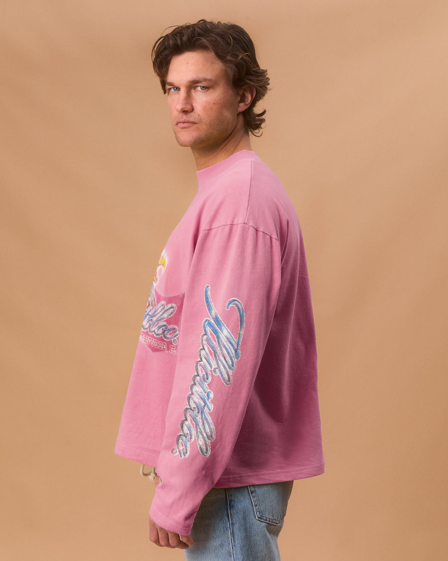 CHROME FEATHERKNIT™ LONG SLEEVE T-SHIRT - WASHED PINK