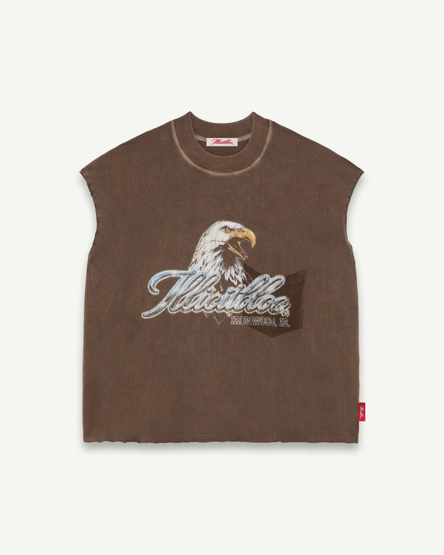 CHROME FEATHERKNIT™ RAW HEM TANK - WASHED BROWN