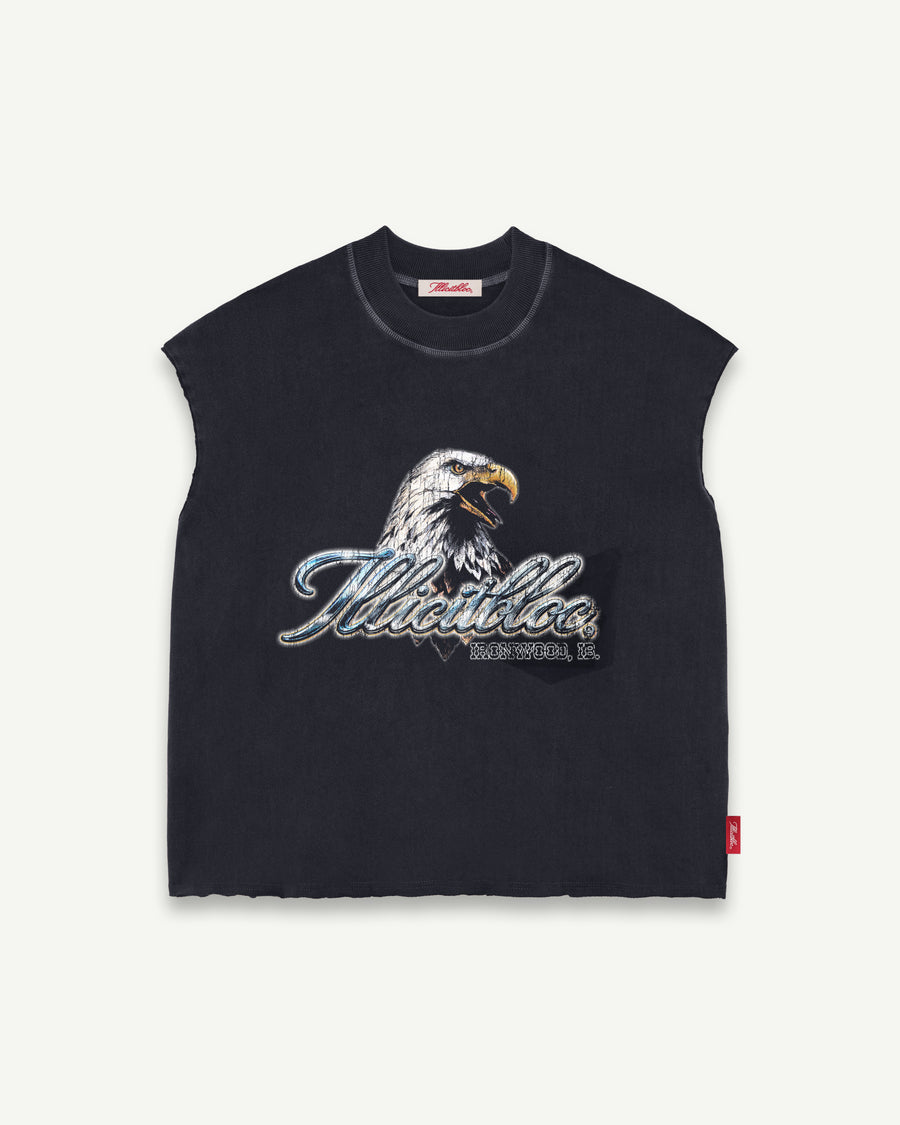 CHROME FEATHERKNIT™ RAW HEM TANK - VINTAGE BLACK