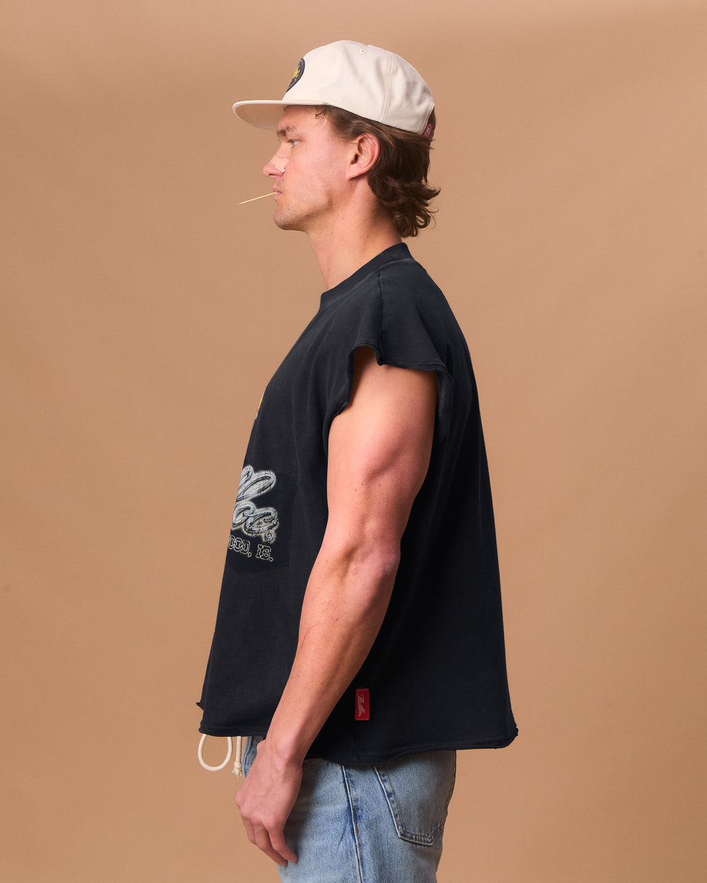 CHROME FEATHERKNIT™ RAW HEM TANK - VINTAGE BLACK
