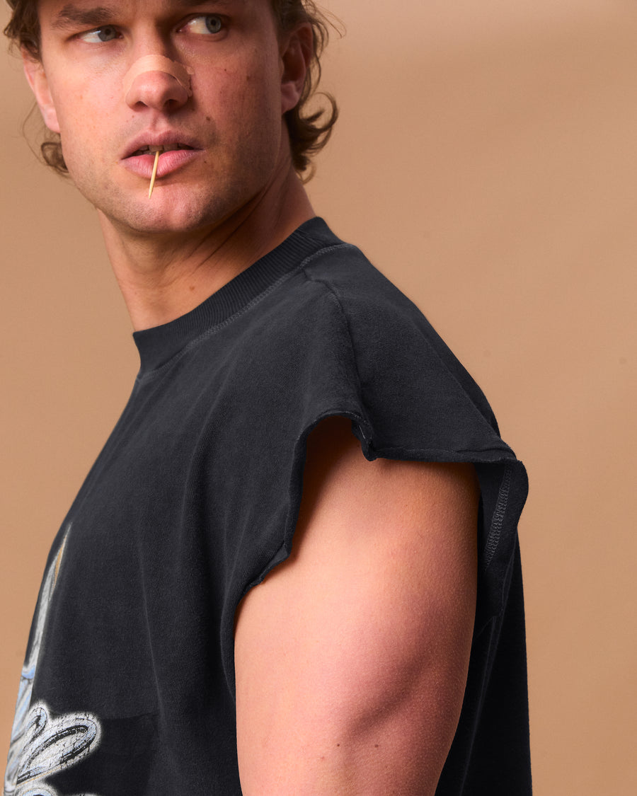 CHROME FEATHERKNIT™ RAW HEM TANK - VINTAGE BLACK