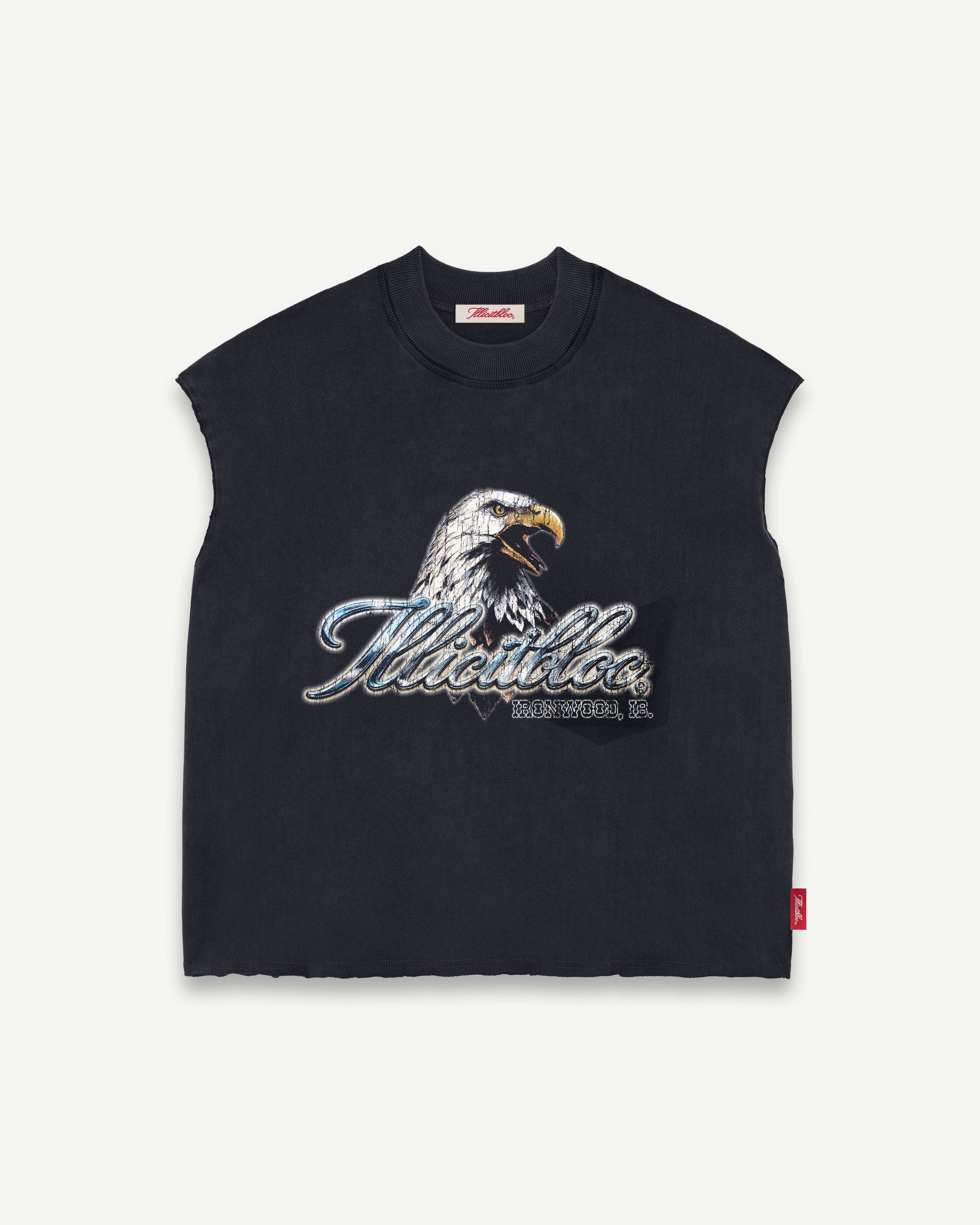 CHROME FEATHERKNIT™ RAW HEM TANK - VINTAGE BLACK