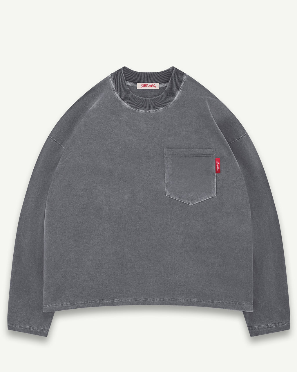 CLASSIC POCKET LONG SLEEVE T-SHIRT - CHARCOAL