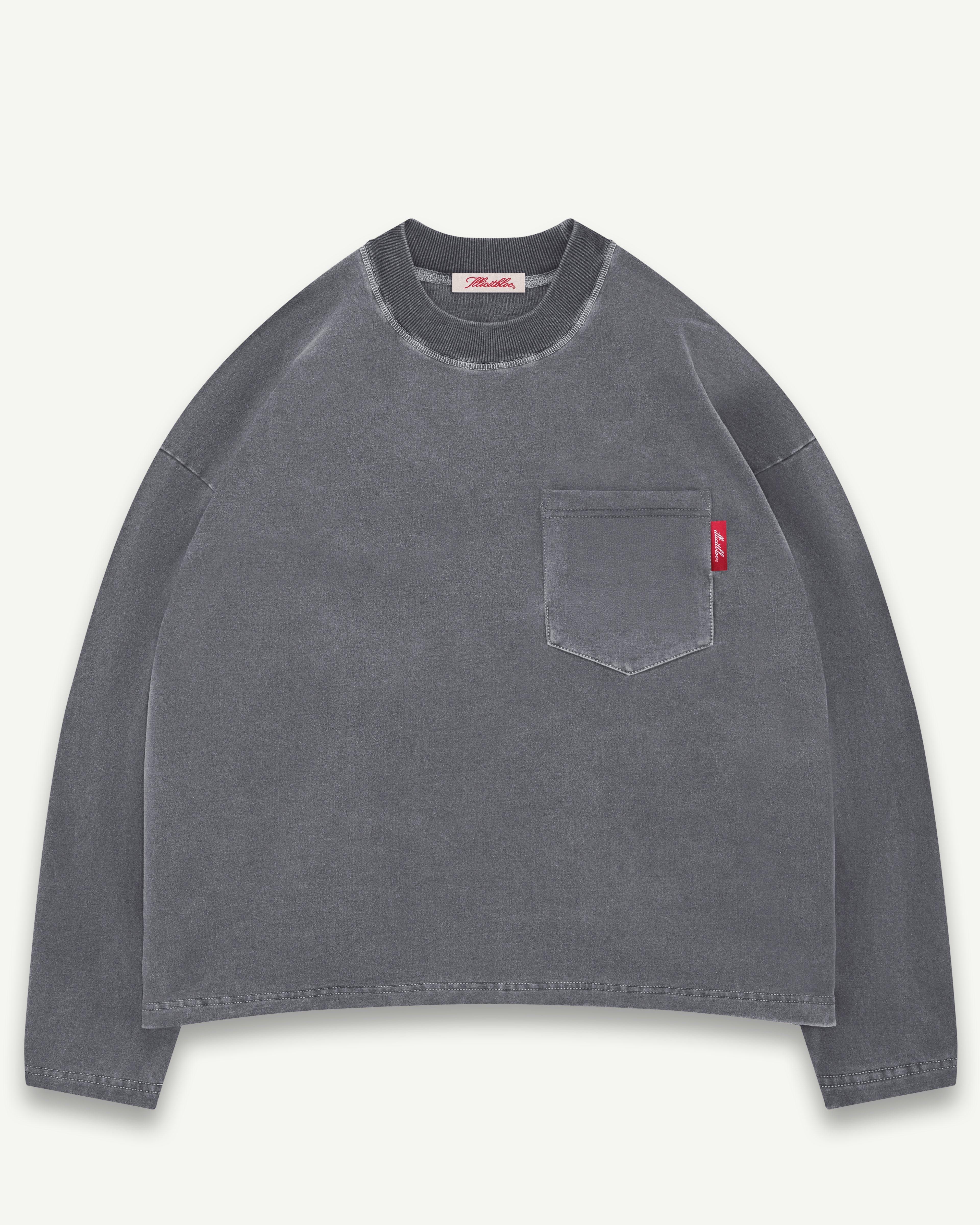 CLASSIC POCKET LONG SLEEVE T-SHIRT - CHARCOAL