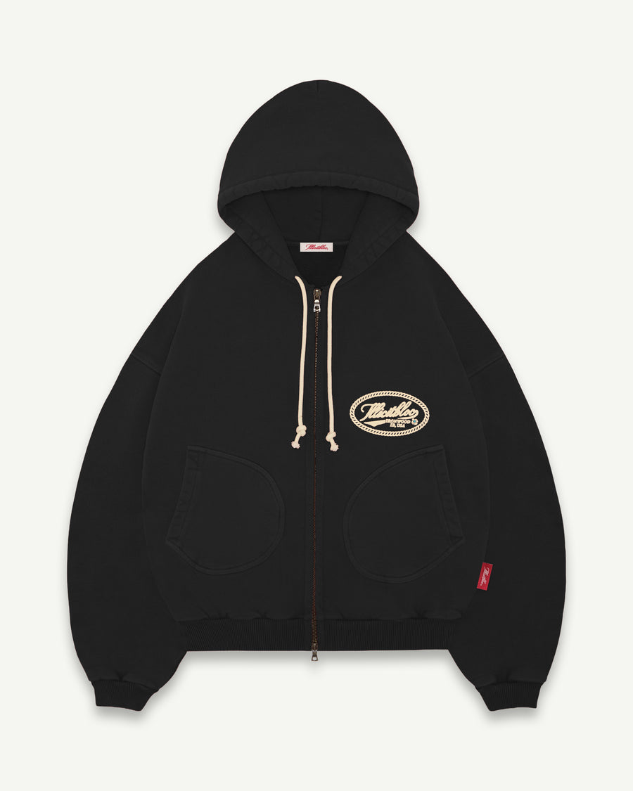 CONCHO IRONWEAVE™ ZIP HOODIE - VINTAGE BLACK