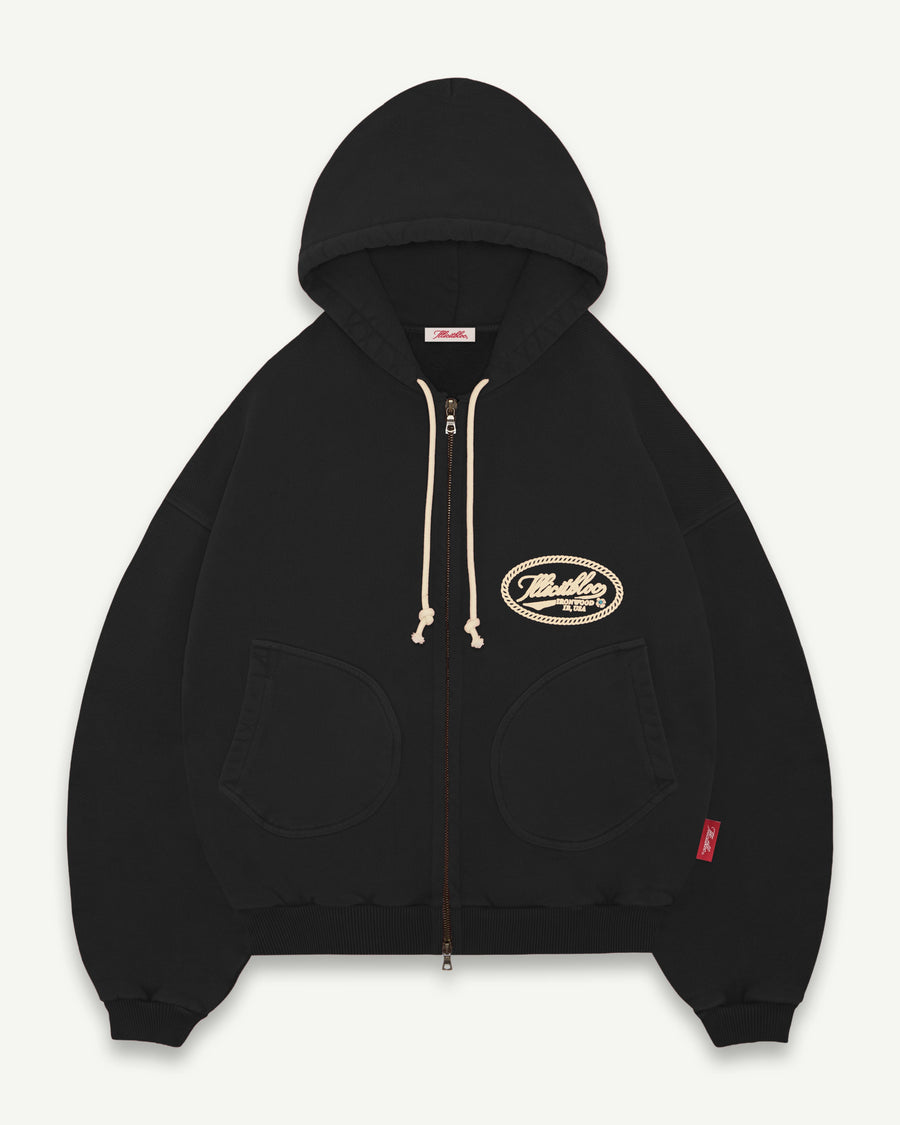 CONCHO IRONWEAVE™ ZIP HOODIE - VINTAGE BLACK