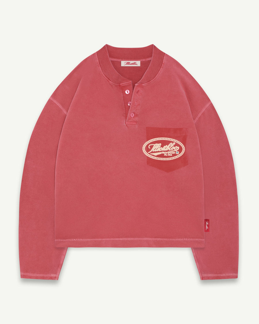 CONCHO CLOUDWEAVE™ HENLEY LONG SLEEVE - CANDY RED