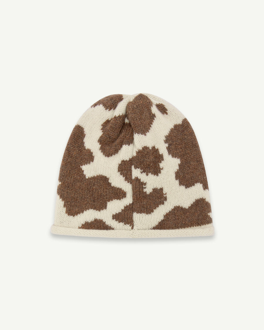 COWHIDE ROLLBACK BEANIE - TOBACCO