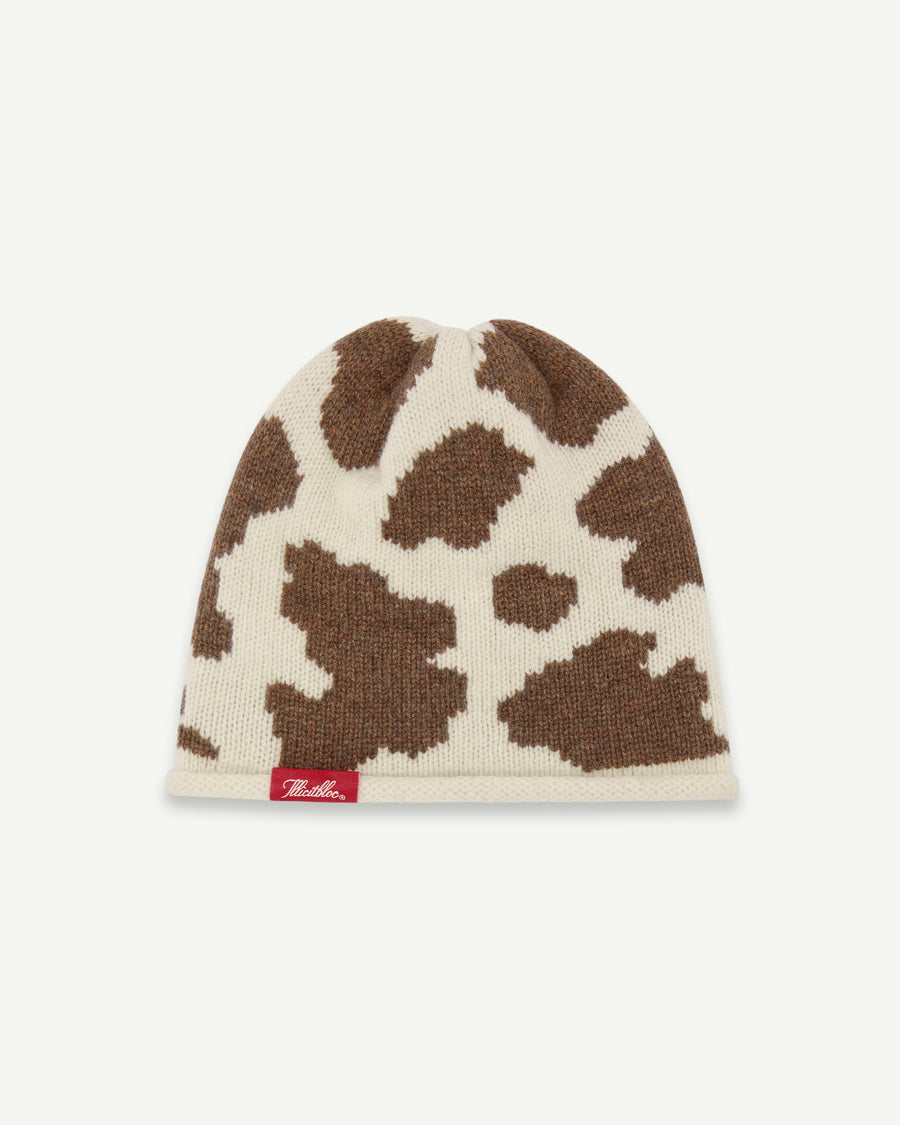COWHIDE ROLLBACK BEANIE - TOBACCO