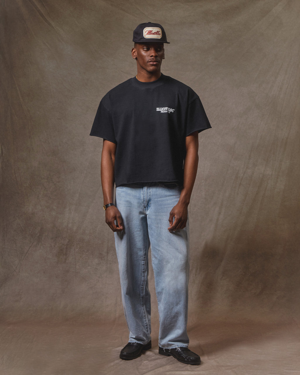 Oil Can Raw Hem T-shirt - Vintage Black