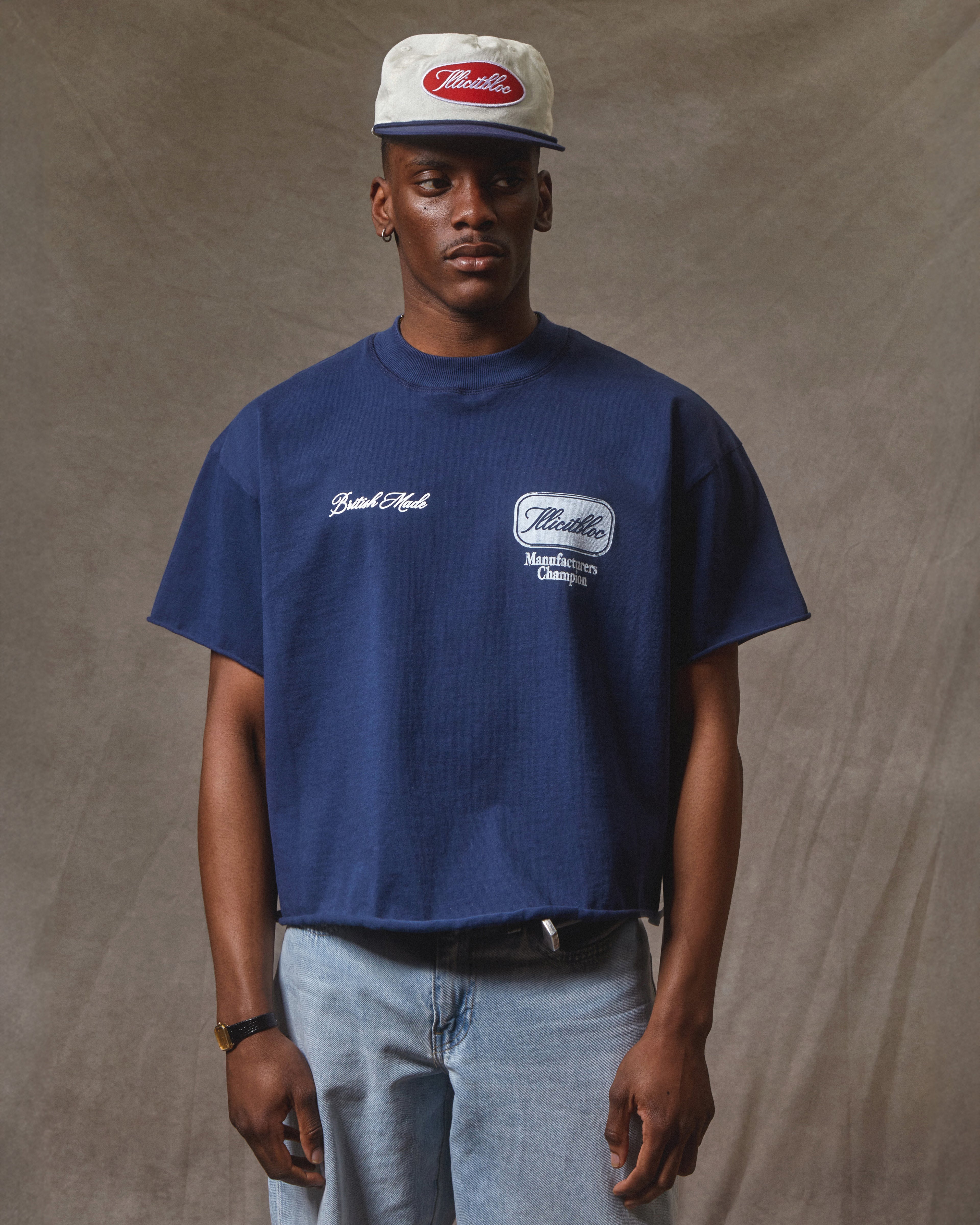 Champion Stamp Raw Hem T-shirt - Navy