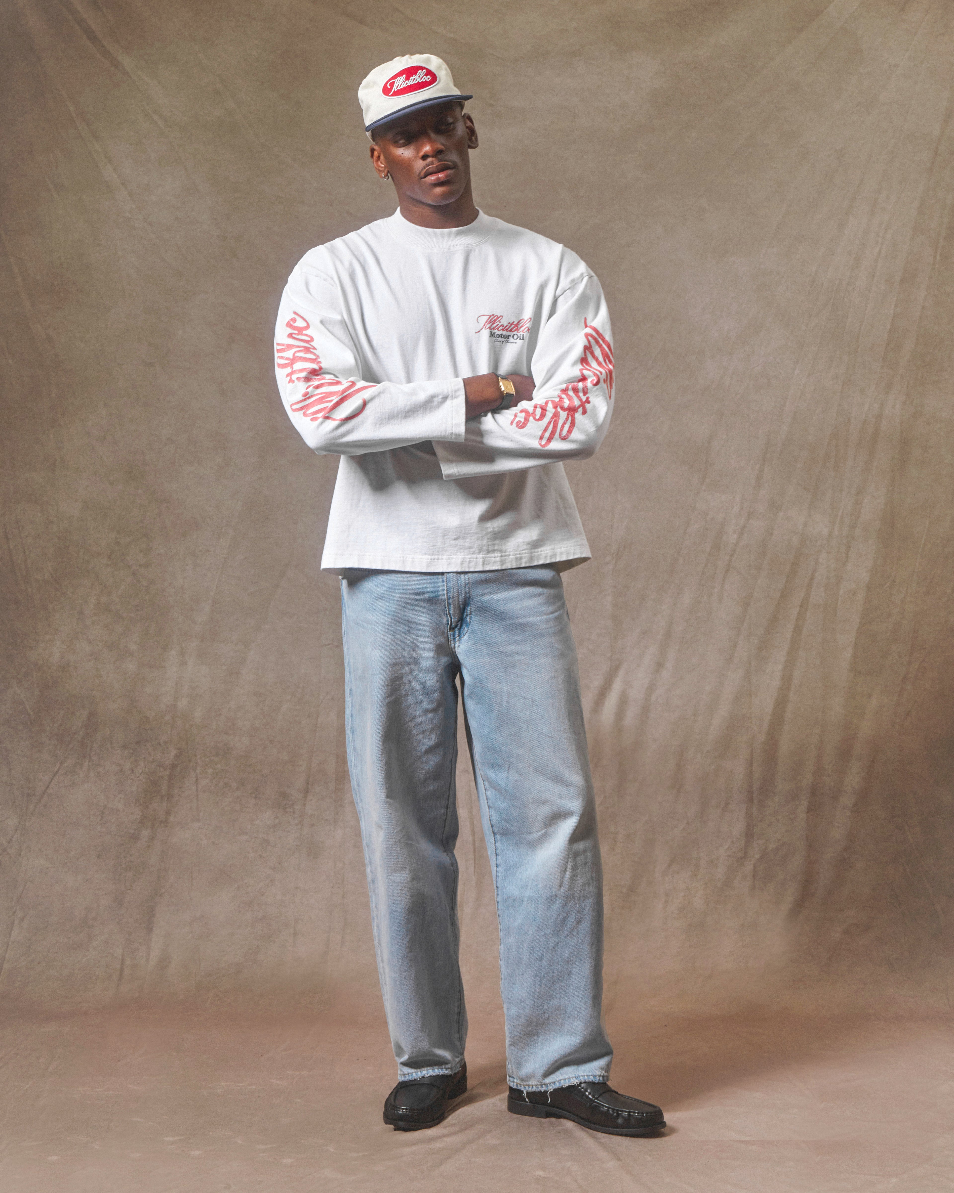 Bull Mascot Long Sleeve T-shirt - White