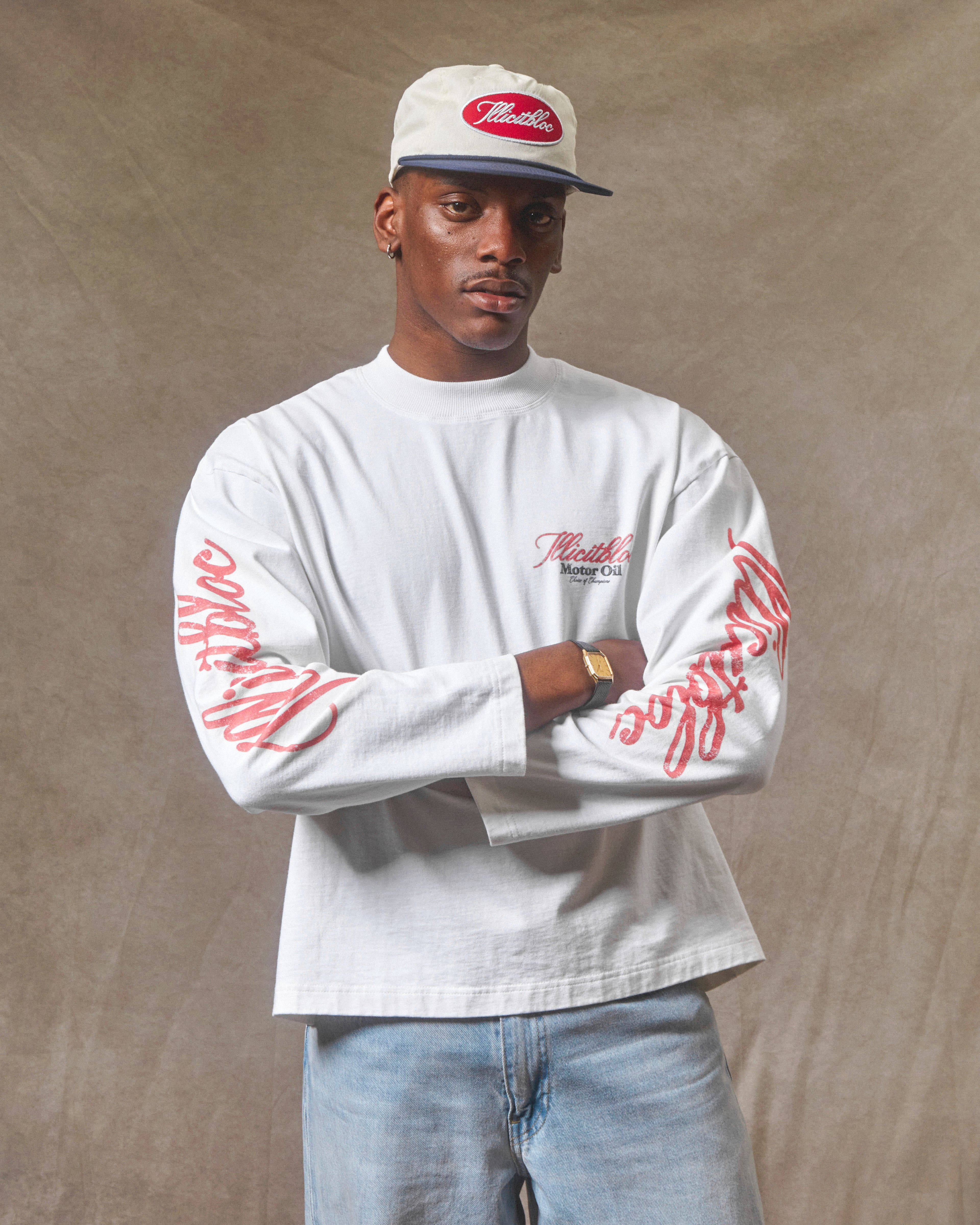 Bull Mascot Long Sleeve T-shirt - White