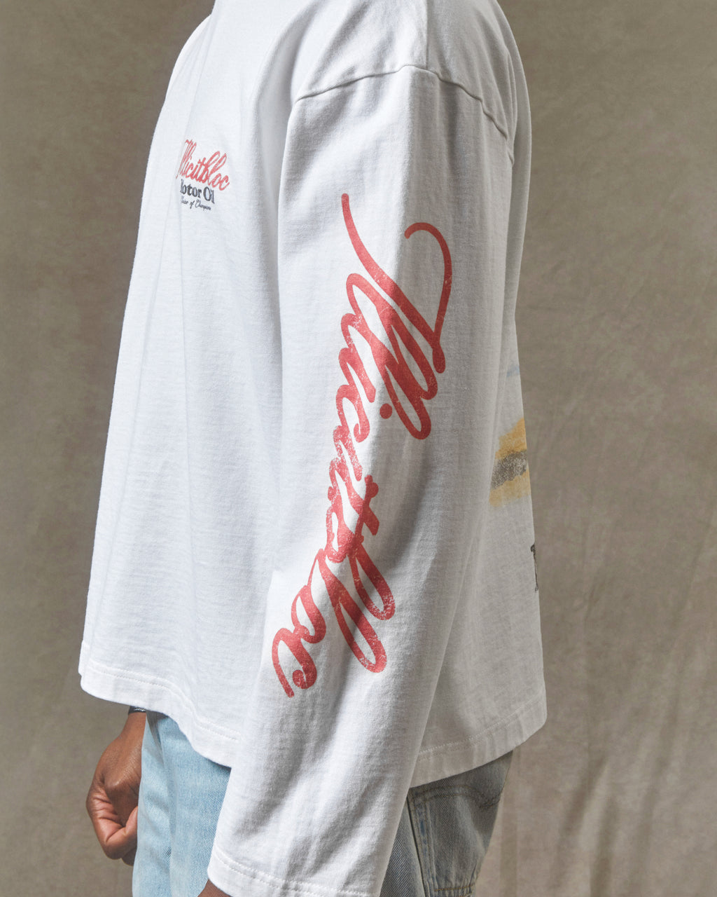 Bull Mascot Long Sleeve T-shirt - White