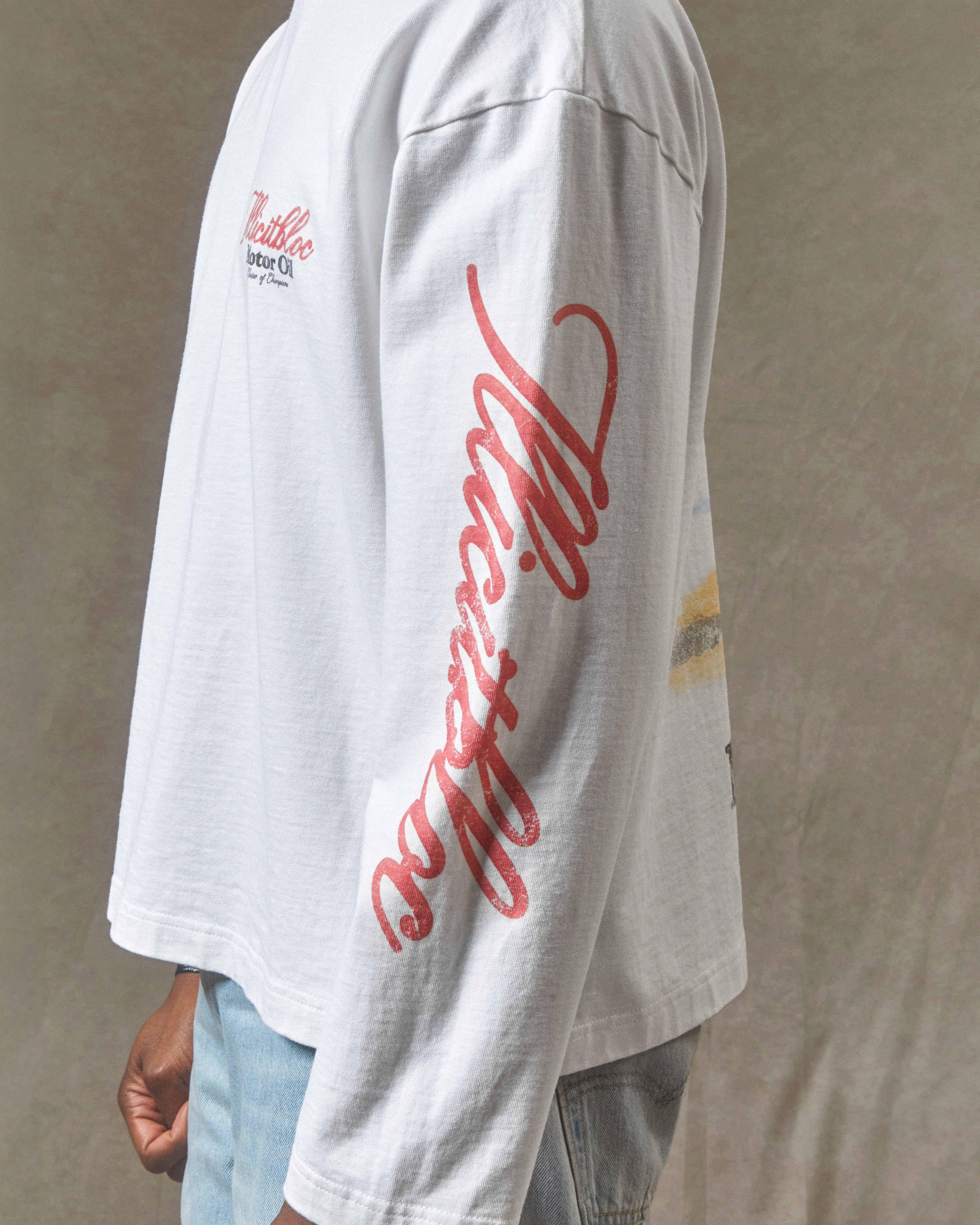 Bull Mascot Long Sleeve T-shirt - White