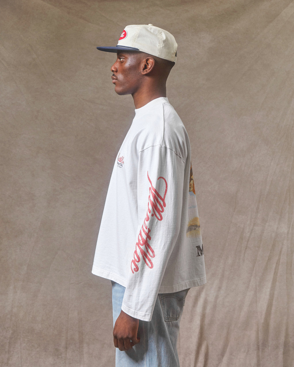 Bull Mascot Long Sleeve T-shirt - White