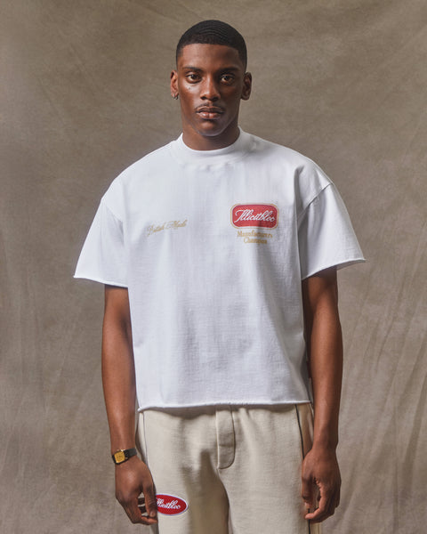 CHAMPION STAMP RAW HEM T-SHIRT - WHITE