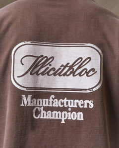 CHAMPION STAMP RAW HEM T-SHIRT - MOCHA