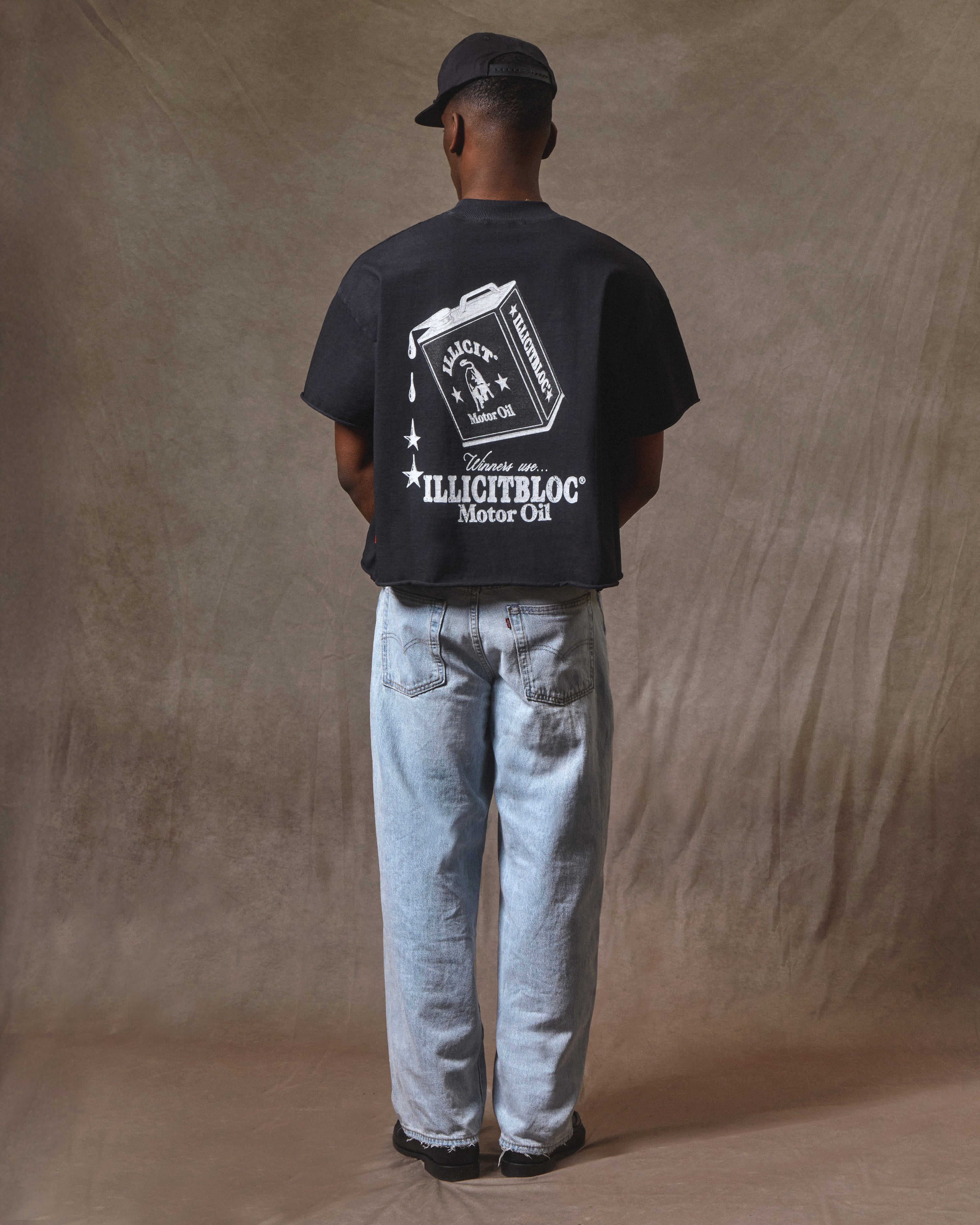 Oil Can Raw Hem T-shirt - Vintage Black