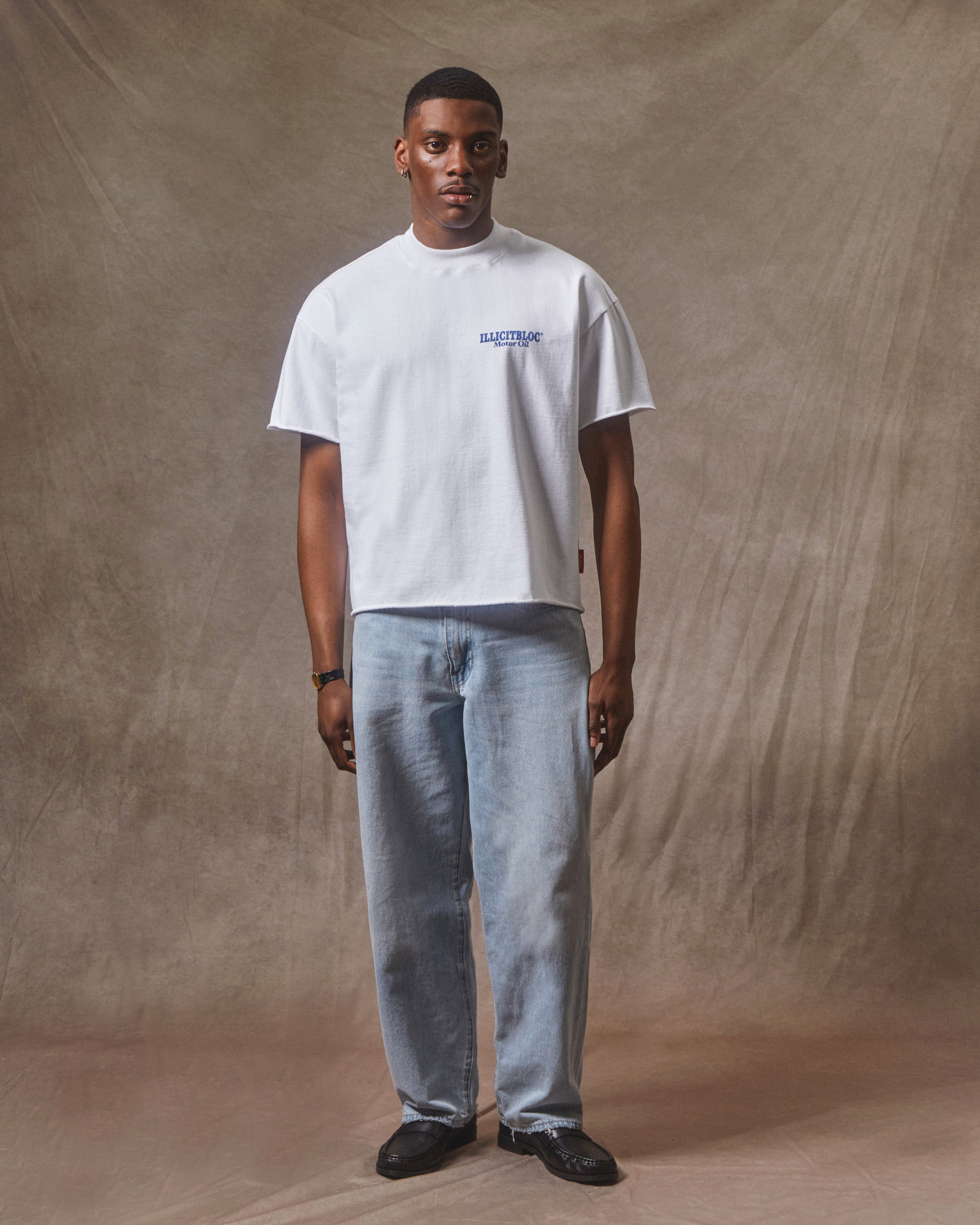 Oil Can Raw Hem T-shirt - White