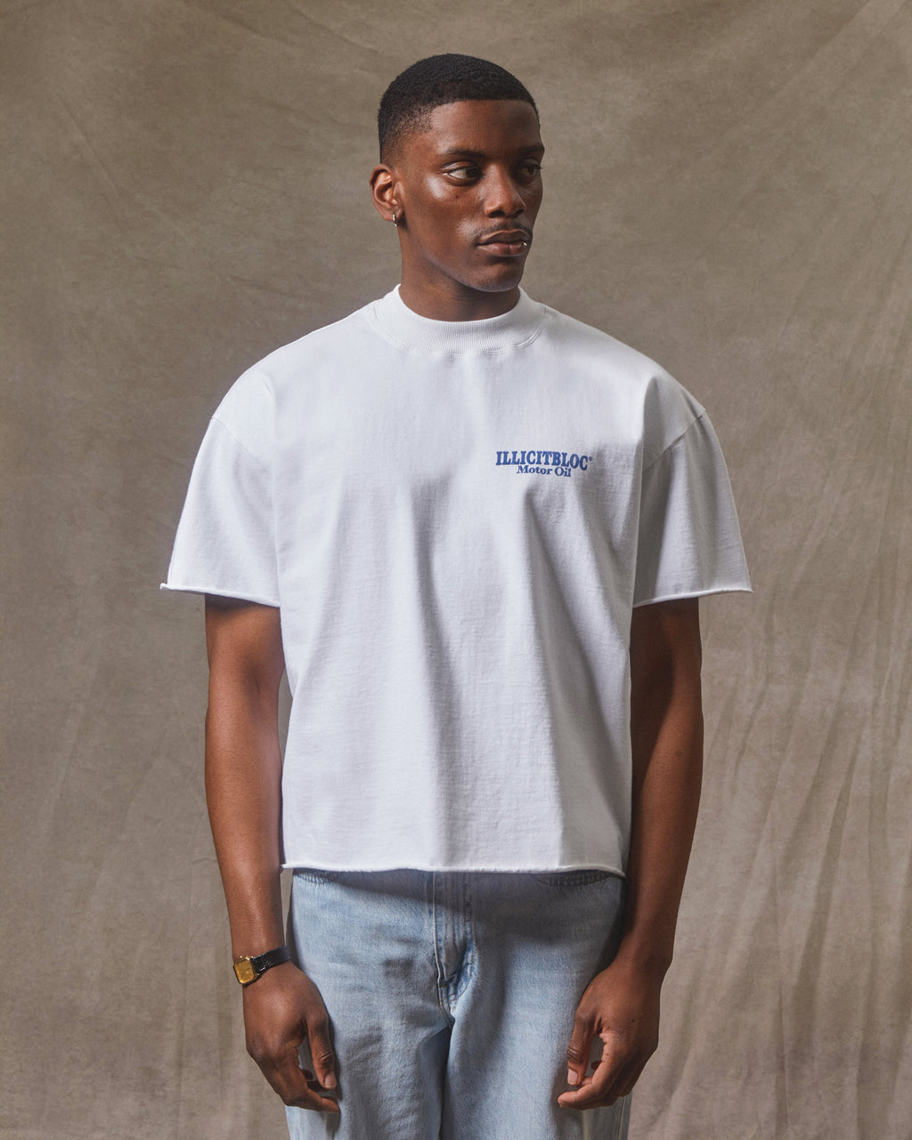 Oil Can Raw Hem T-shirt - White
