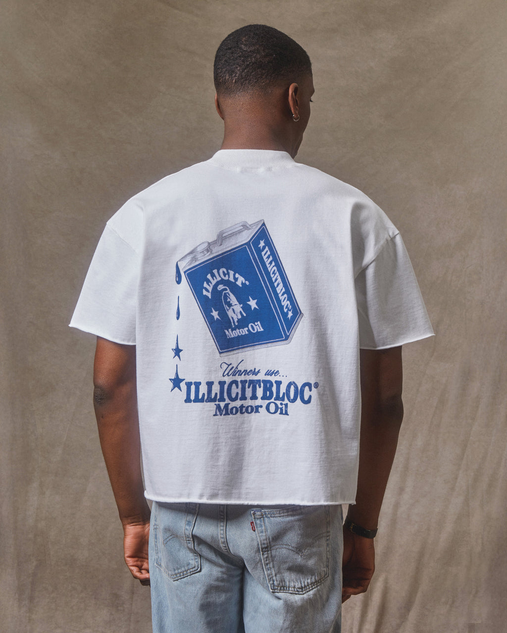 Oil Can Raw Hem T-shirt - White