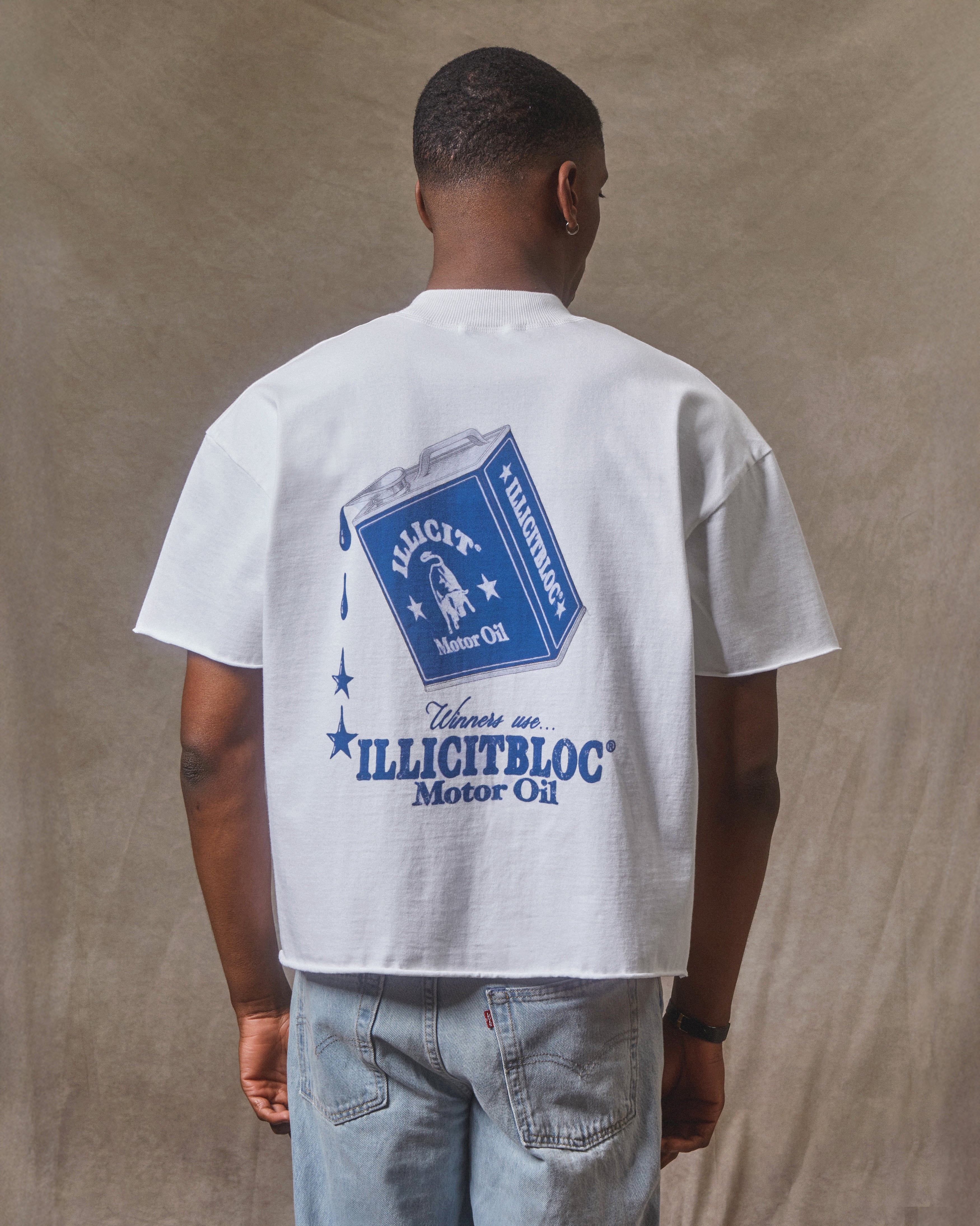 Oil Can Raw Hem T-shirt - White