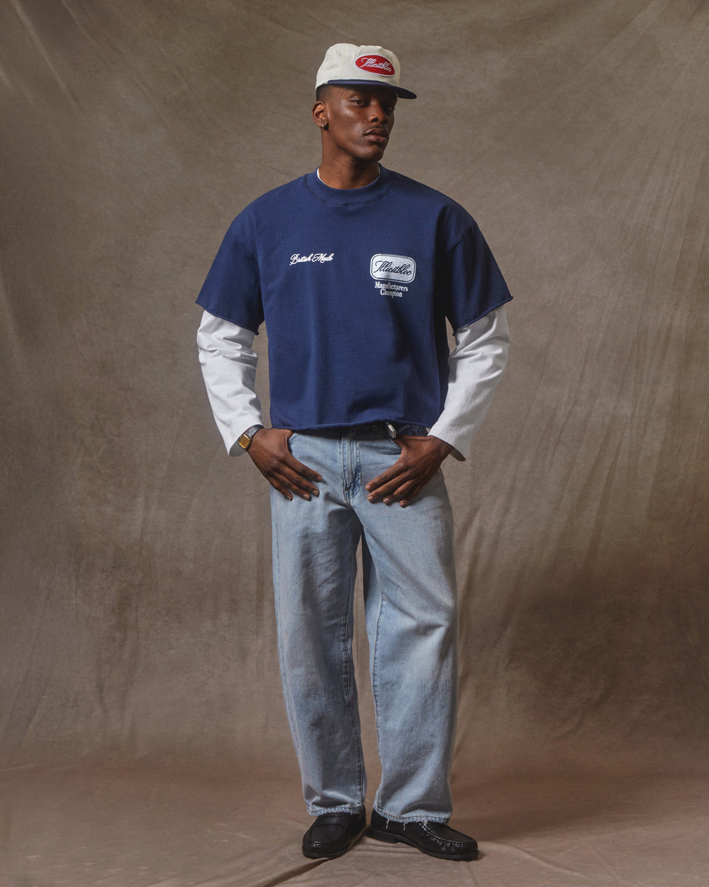 Champion Stamp Raw Hem T-shirt - Navy