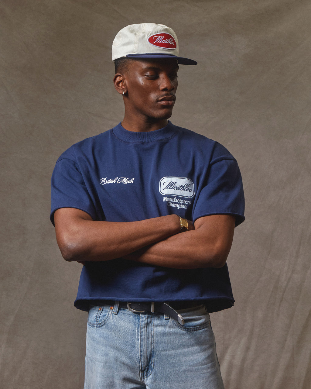 Champion Stamp Raw Hem T-shirt - Navy