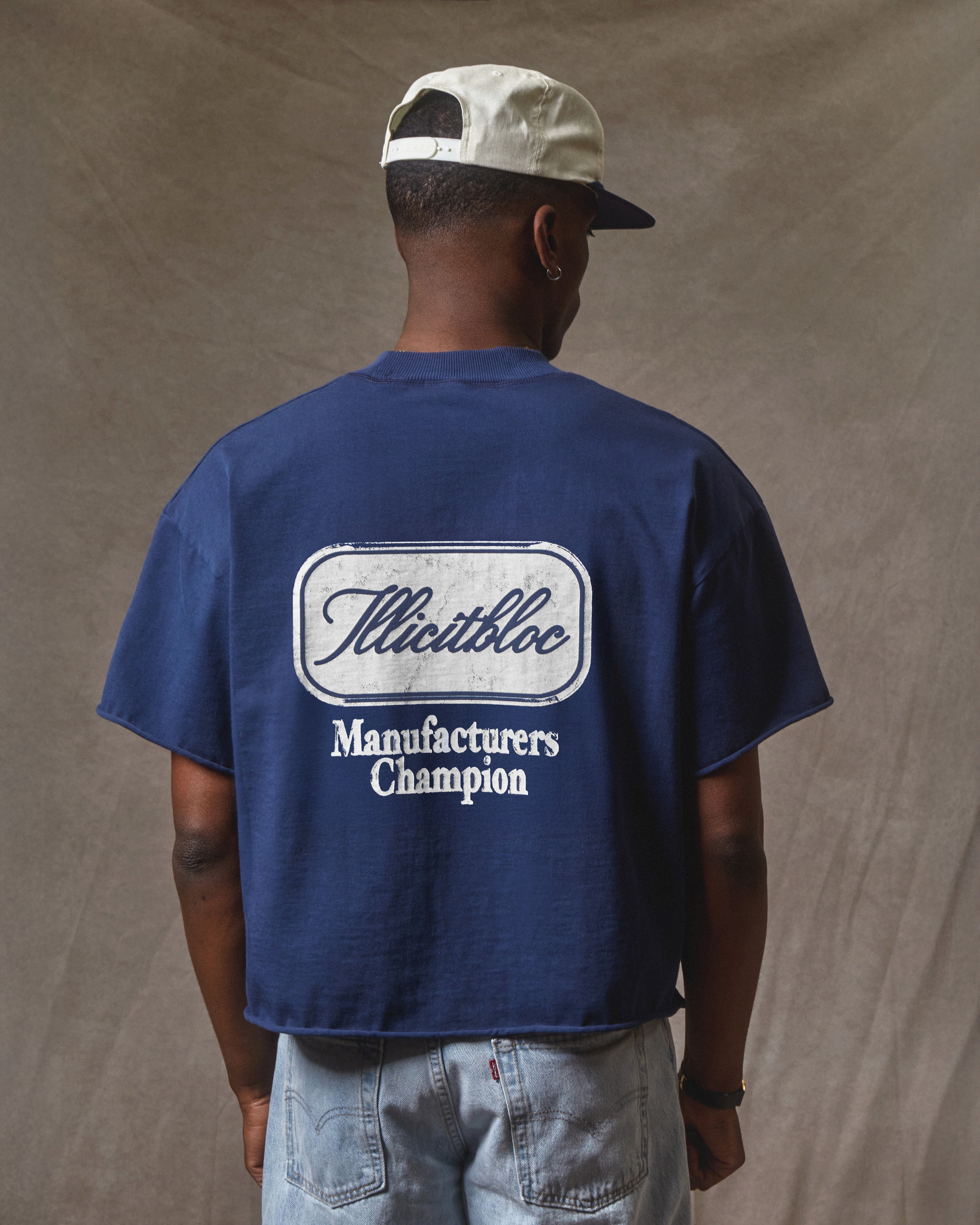 Champion Stamp Raw Hem T-shirt - Navy