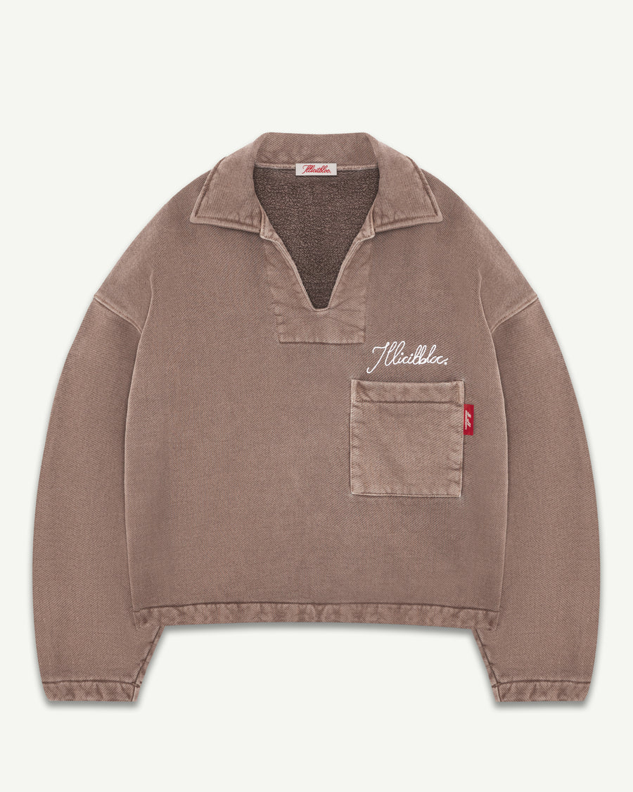 DRILL PULLOVER - WASHED BROWN