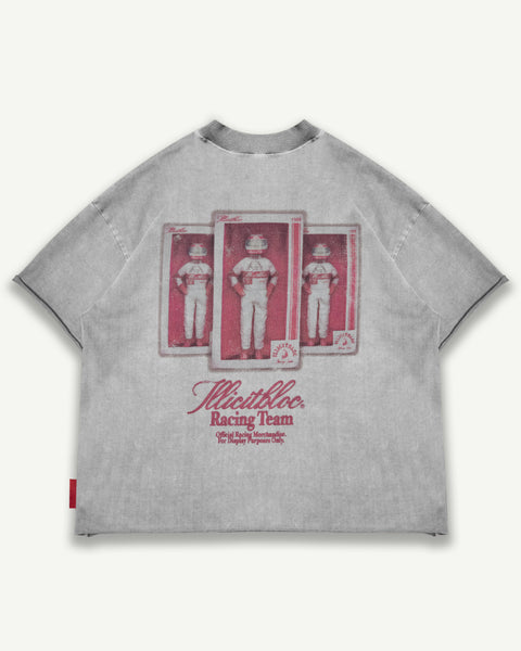 DRIVER MERCH RAW HEM T-SHIRT - POWDER GREY