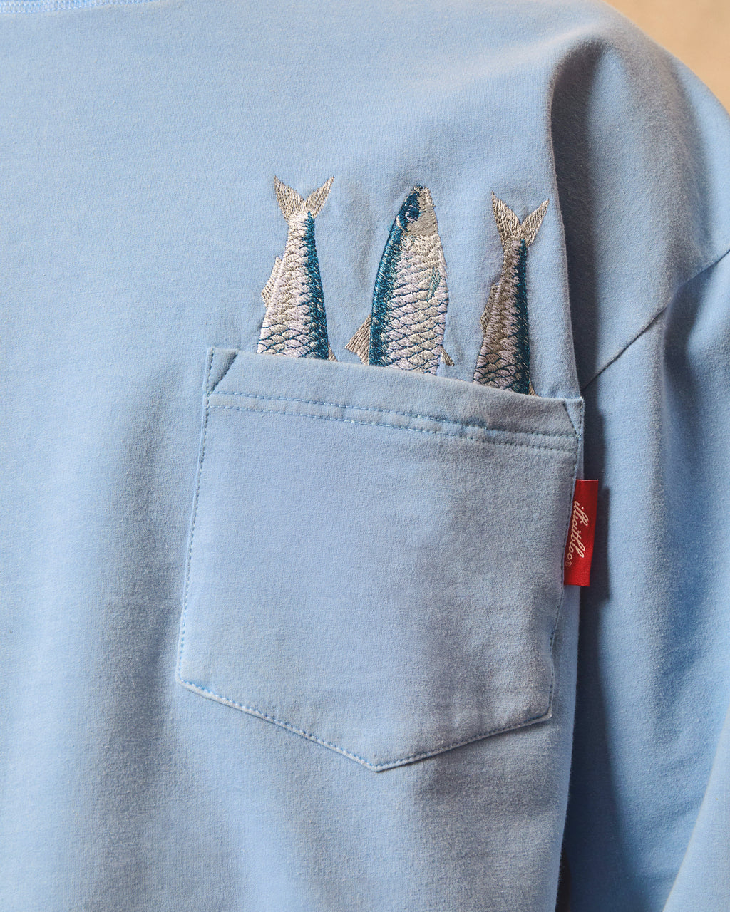 Sardine Pocket Long Sleeve T-shirt - Powder Blue