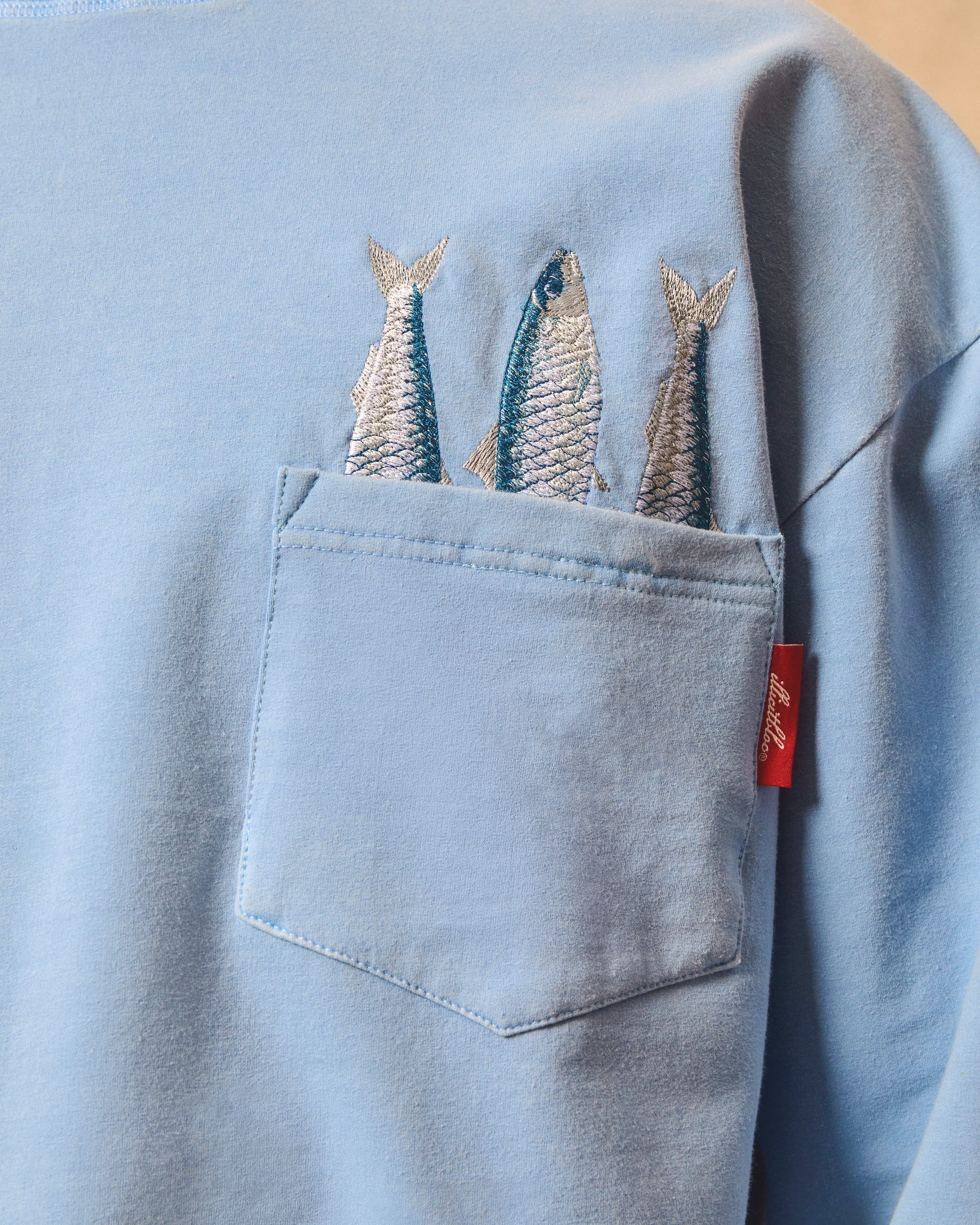 Sardine Pocket Long Sleeve T-shirt - Powder Blue