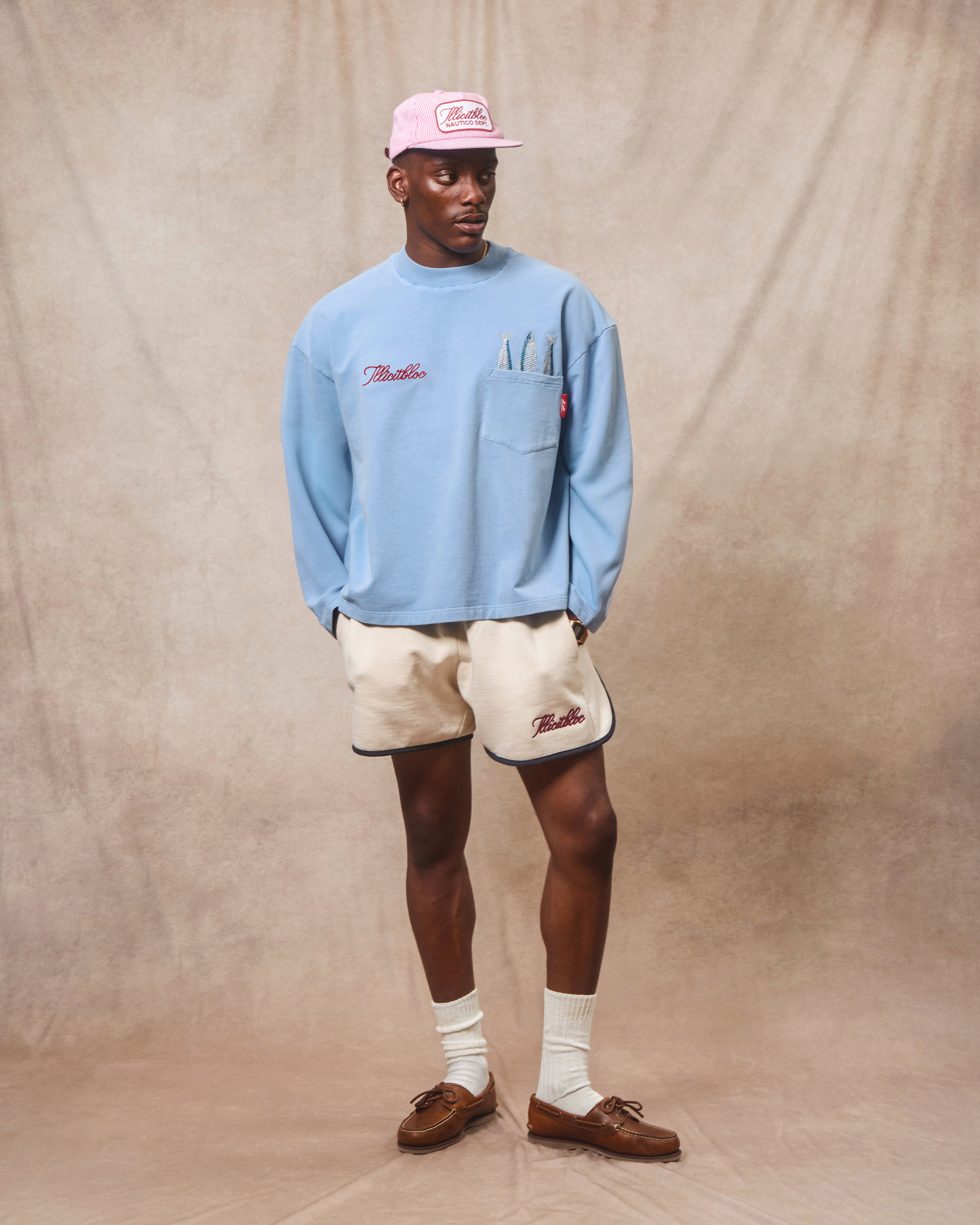 SARDINE POCKET LONG SLEEVE T-SHIRT - POWDER BLUE