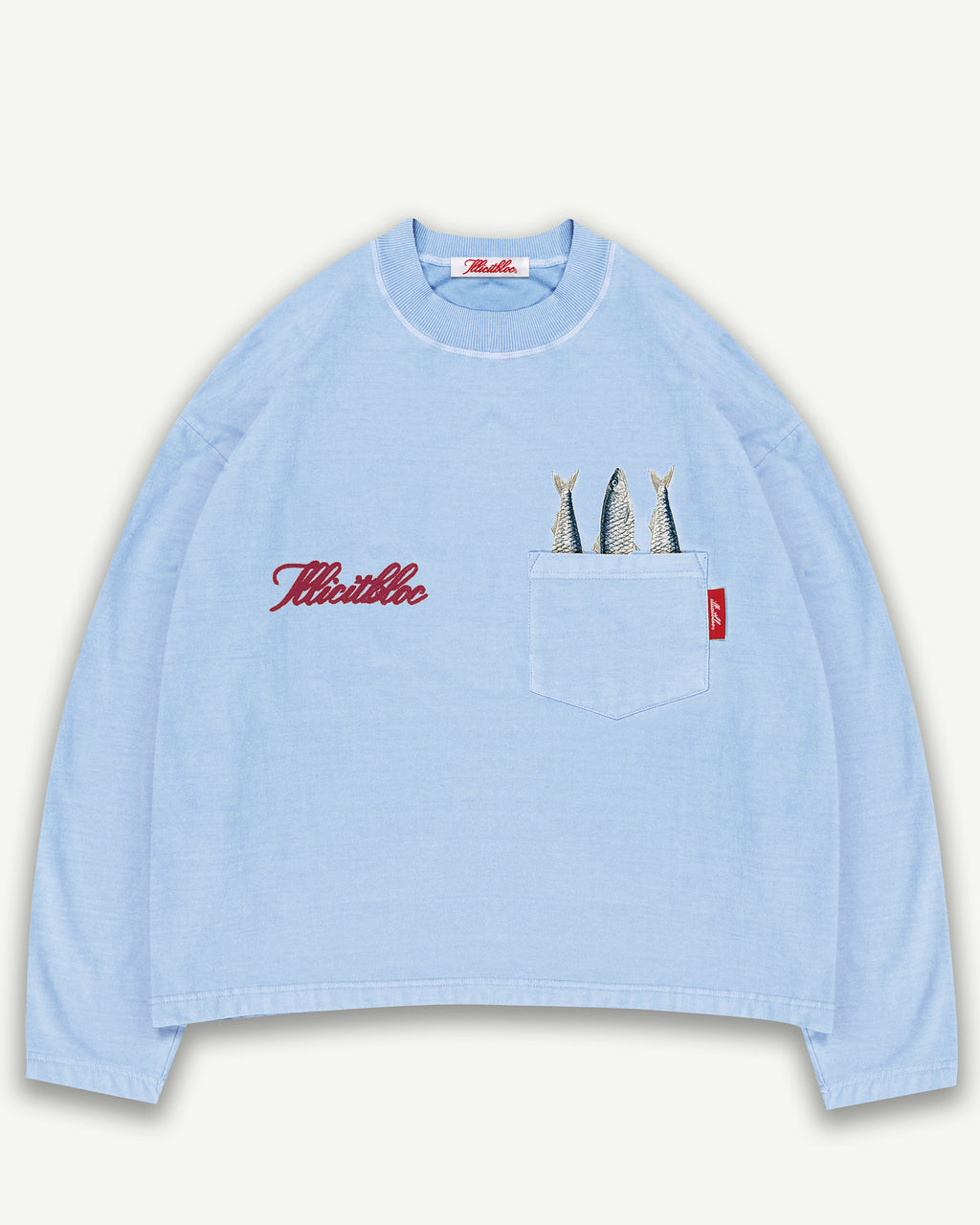 Sardine Pocket Long Sleeve T-shirt - Powder Blue