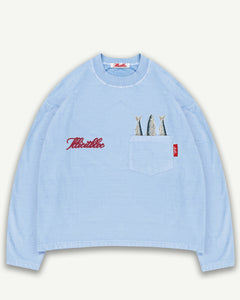 SARDINE POCKET LONG SLEEVE T-SHIRT - POWDER BLUE