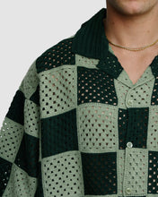 Load image into Gallery viewer, KNITTED CROCHET CHECK SHIRT - GREEN
