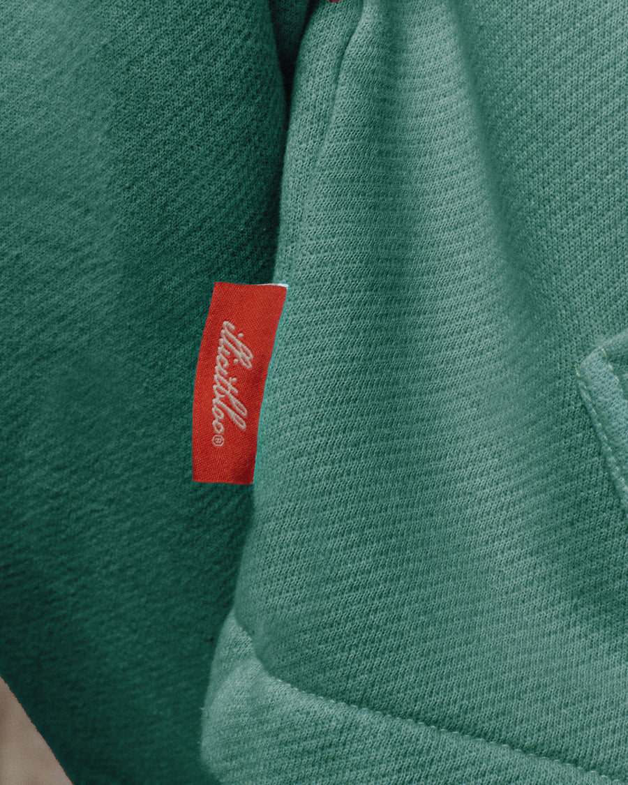 PATCHWORK ZIP HOODIE - WASHED GREEN