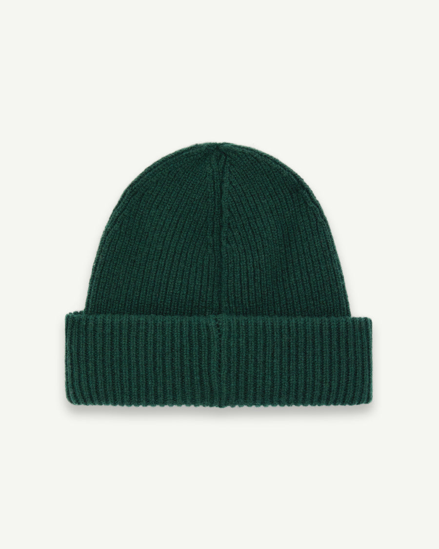 LAMBSWOOL ANGLER BEANIE - HUNTER GREEN