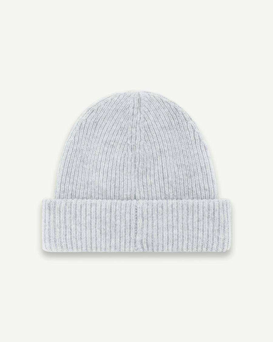 PATCHWORK LAMBSWOOL BEANIE - GREY