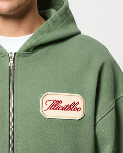 PATCHWORK ZIP HOODIE - WASHED OLIVE