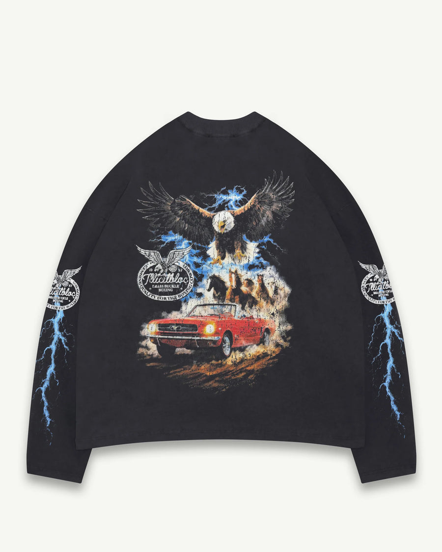HORSEPOWER CLOUDWEAVE™ POCKET LONG SLEEVE T-SHIRT - VINTAGE BLACK