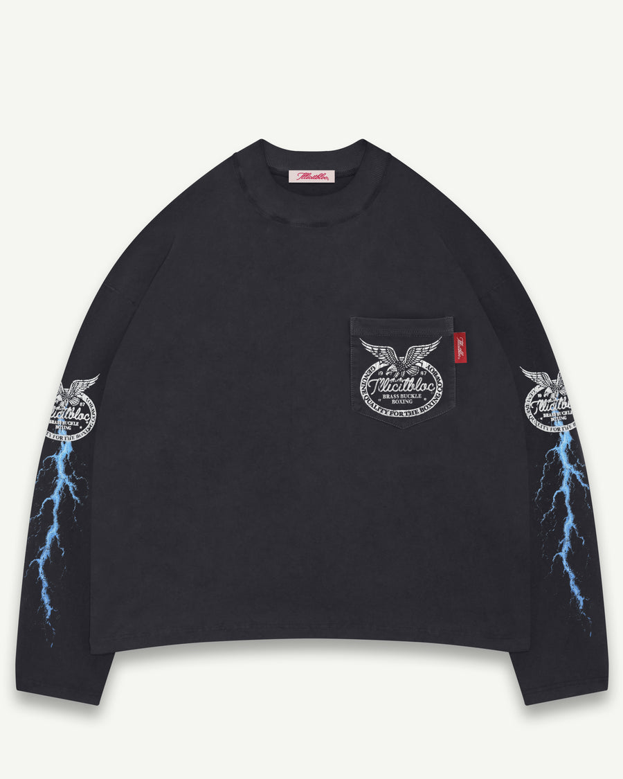 HORSEPOWER CLOUDWEAVE™ POCKET LONG SLEEVE T-SHIRT - VINTAGE BLACK